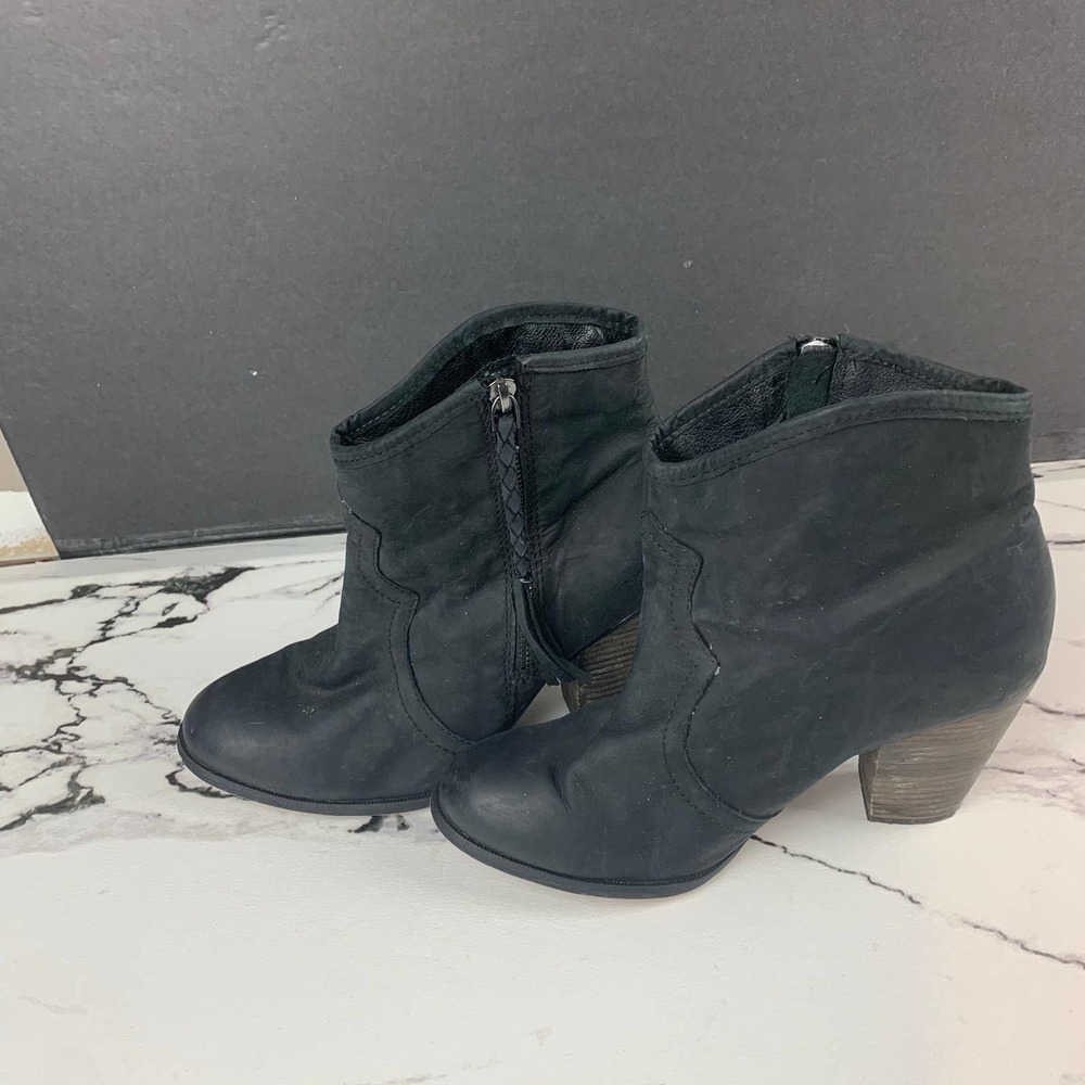 Aldo Black Duster Ankle Booties Zip Size Heeled Boots 8.5 - Picture 3 of 6